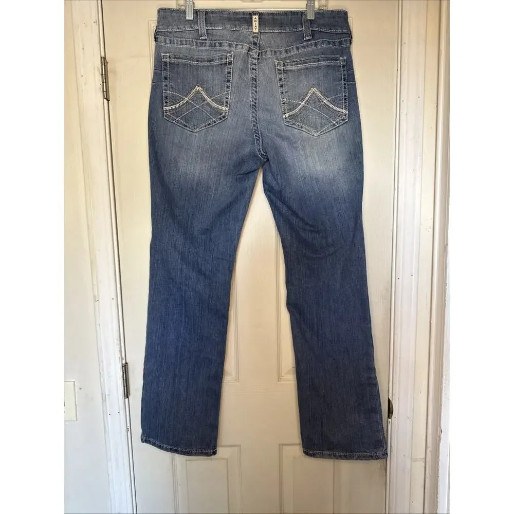 Ariat Real Denim Bootcut Women's Jeans Mid Rise Blue Wash Size 33R Western Style - Picture 2 of 13